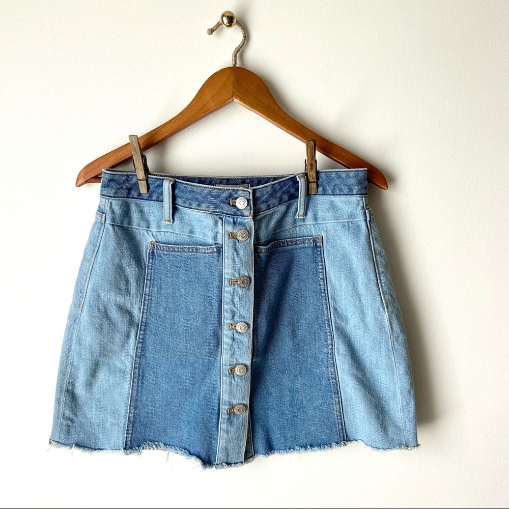 MADEWELL X ISKO Patchwork Jean Skirt Size 29